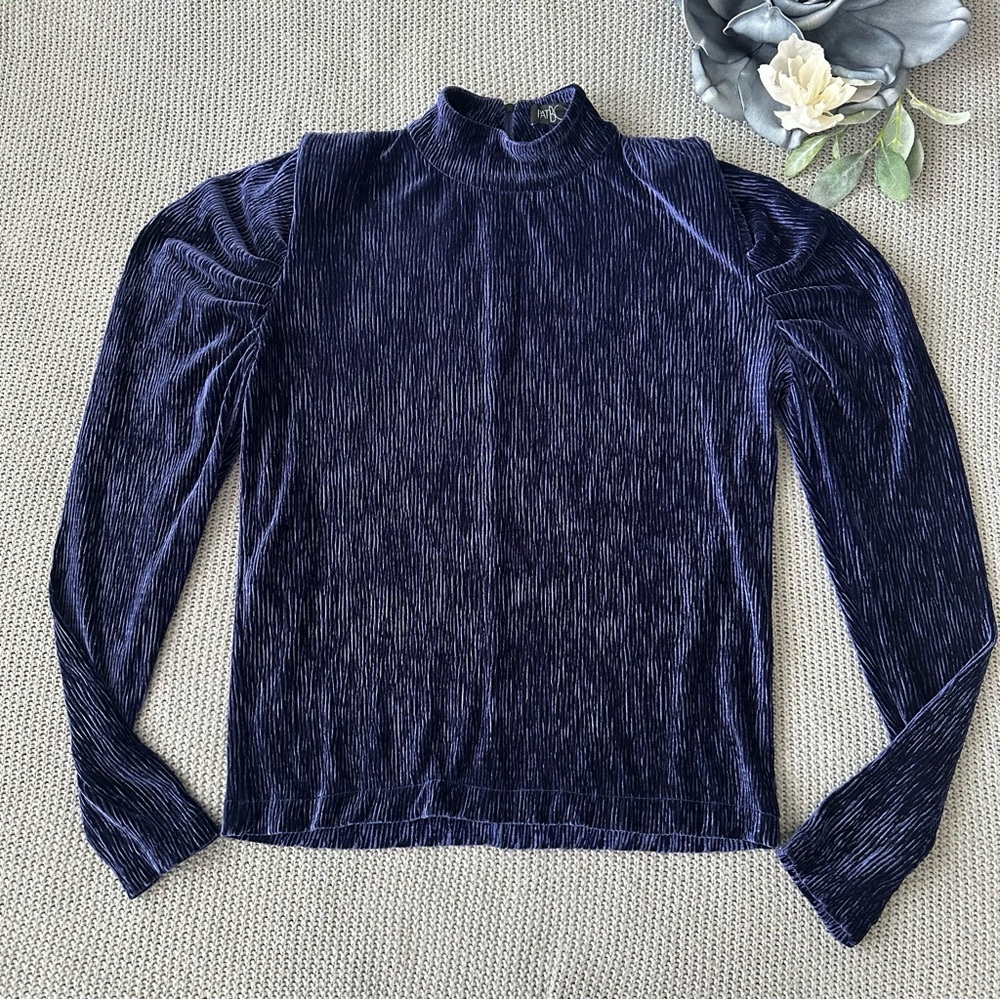 PatBO Textured Purple Velvet Turtleneck Size XL